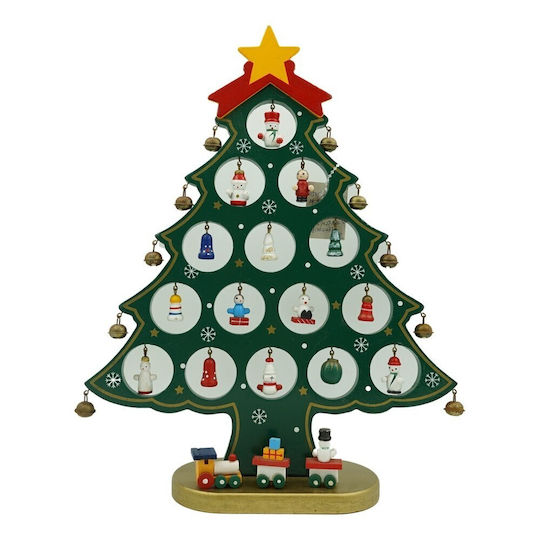 Christmas Decoration Green Tree 15 Cavities Ornaments 25.5 Cm X 33 Cm Wood Alista Home