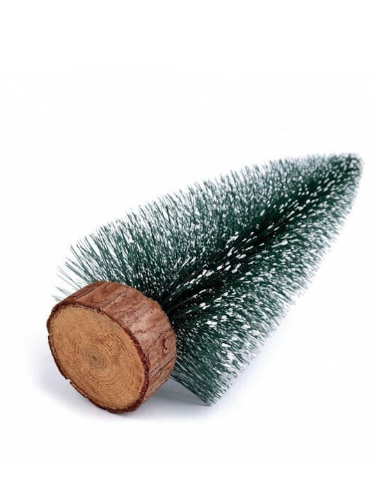 Artificial Christmas Tree Table Ornament On Wooden Stand 20 Cm Height Silver