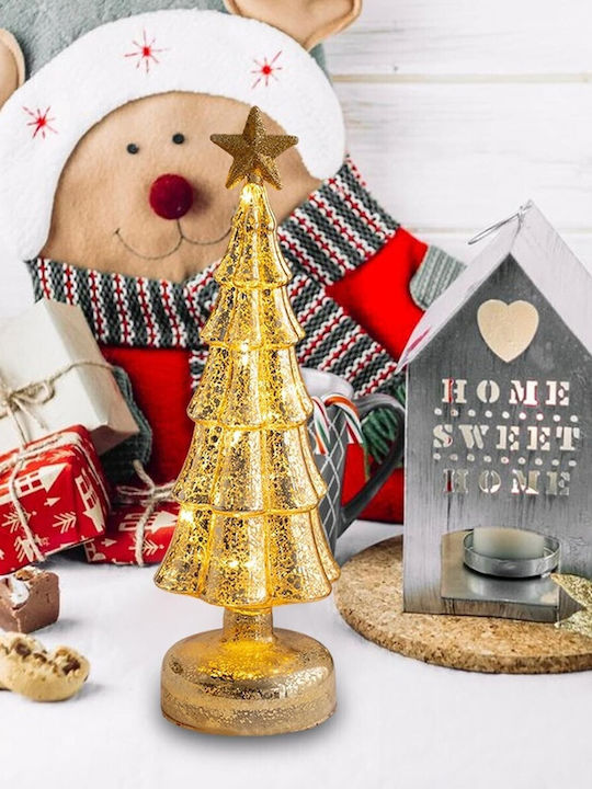 Arbore Decorativ De Crăciun Flippy Model Stea Sticlă Cu Lumină 3 Baterii Aa 31 5 X 9 Cm Auriu
