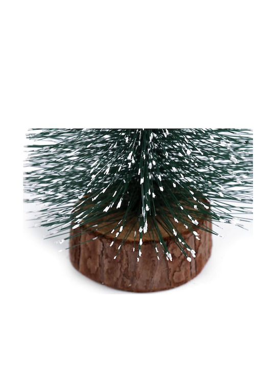 Artificial Christmas Tree Table Ornament On Wooden Stand 25 Cm Height Silver