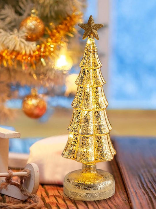 Arbore Decorativ De Crăciun Flippy Model Stea Sticlă Cu Lumină 3 Baterii Aa 31 5 X 9 Cm Auriu