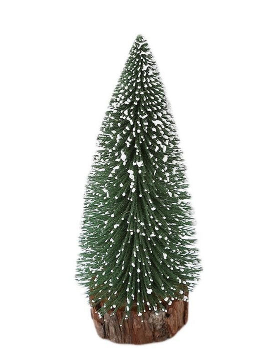 Artificial Christmas Tree Snow-covered Pine Type Table Ornament On Wooden Stand 35 Cm Height