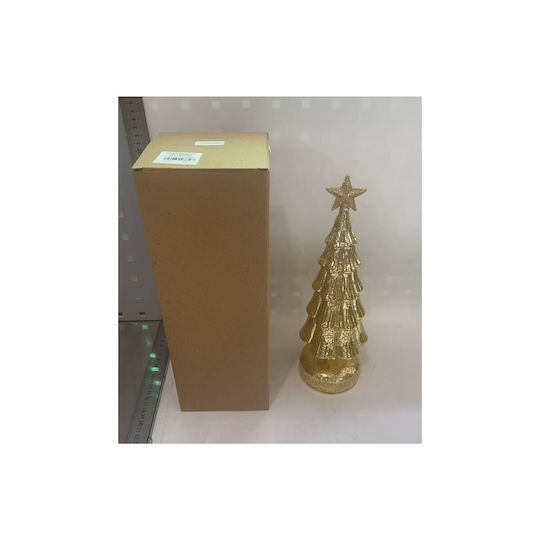 Arbore Decorativ De Crăciun Flippy Model Stea Sticlă Cu Lumină 3 Baterii Aa 31 5 X 9 Cm Auriu