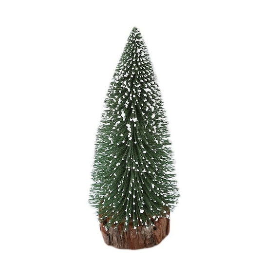 Artificial Christmas Tree Snow-covered Pine Type Table Ornament On Wooden Stand 30 Cm Height