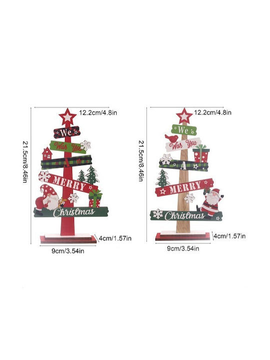 Decorațiune Din Lemn De Crăciun Flippy Masă Inscripționată Vă Dorim Un Crăciun Fericit Design Brad De Crăciun 21,5x12,2x4 Cm Multicolor