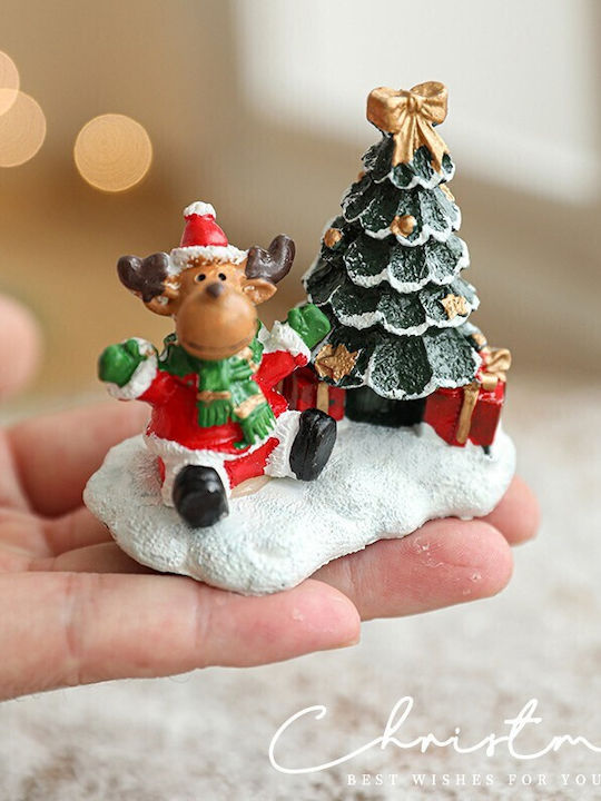 Ornament De Rășină De Crăciun Model Brad De Crăciun Ren Flippy Decorațiune De Birou De Crăciun 6 5 X 6 5 X 4 Cm Roșu Verde