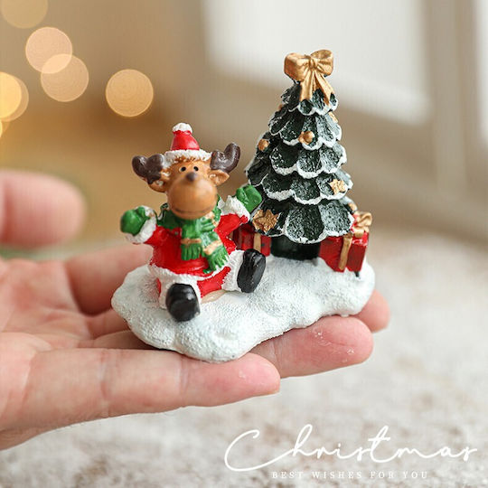 Christmas Resin Ornament Decoration Flippy Reindeer Christmas Tree Model Christmas Office Decoration 6.5 X 6.5 X 4 Cm Red Green