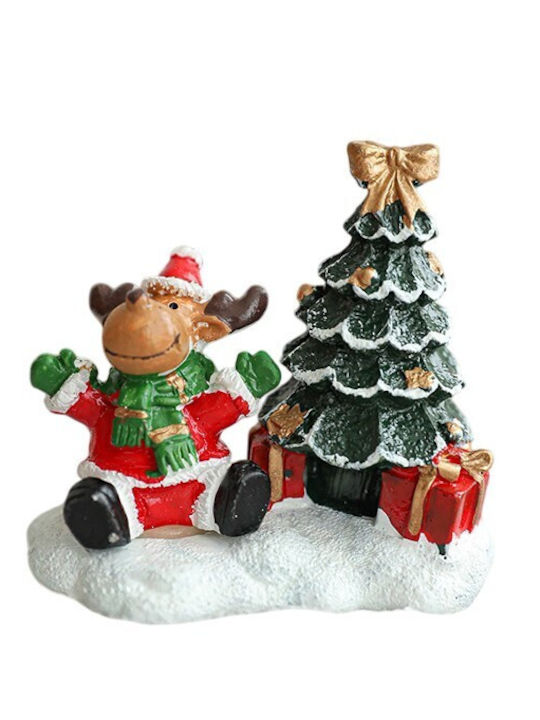 Ornament De Rășină De Crăciun Model Brad De Crăciun Ren Flippy Decorațiune De Birou De Crăciun 6 5 X 6 5 X 4 Cm Roșu Verde