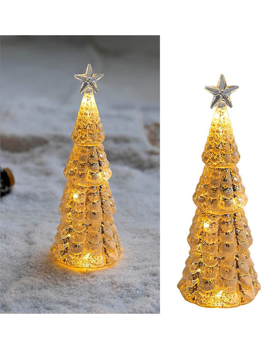 Arbore Decorativ De Crăciun Flippy Model Stea Sticlă Cu Lumină Led 3 Baterii Aa 24 X 8 Cm Auriu