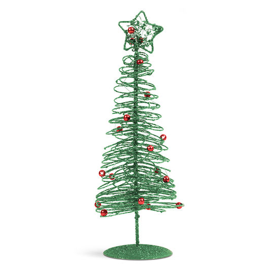 Christmas Tree Metallic 28 Cm Green Mini Tree Baubles Star