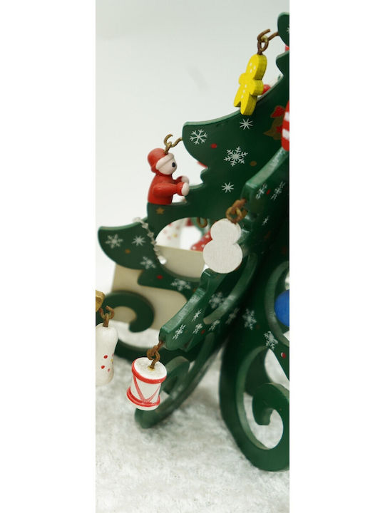 Arbore Decorativ De Crăciun Verde 6 Cavități Ornamente 12 Cm X 20 Cm Lemn Alista Home