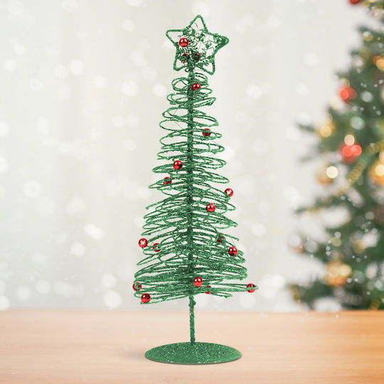 Christmas Tree Metallic 28 Cm Green Mini Tree Baubles Star
