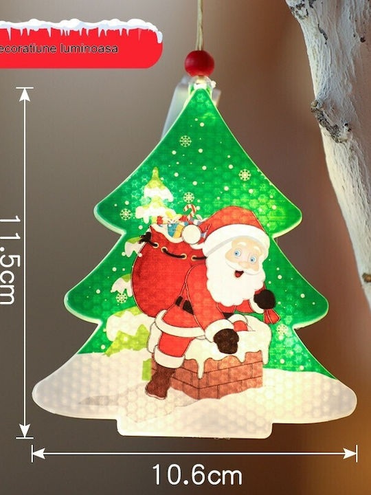 Flippy Warm White Christmas Tree Shaped Lighted Decoration 11.5 X 10.6 Cm Santa Claus Next To Tree Hanger