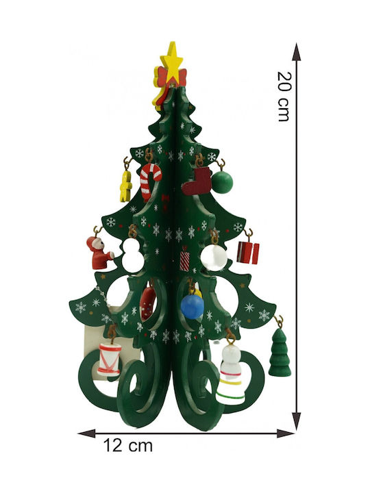 Arbore Decorativ De Crăciun Verde 6 Cavități Ornamente 12 Cm X 20 Cm Lemn Alista Home