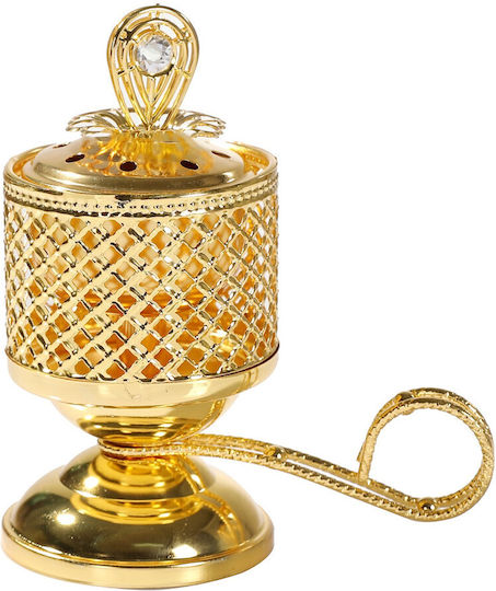 Arzător De Tămâie Cărbune Flippy Aur Metalic Stil Oriental Capac Portabil Pentru Cenușă 14 X 6.5 Cm Aur