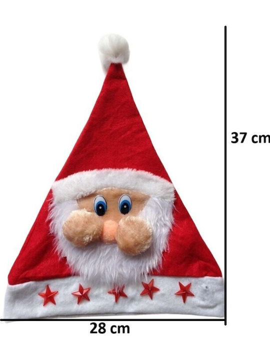 Pălărie Moș Crăciun Model Flippy 2 Moș Crăciun Roșu Stele O Mărime Material Textil 28 X 37 Cm Alb Roșu