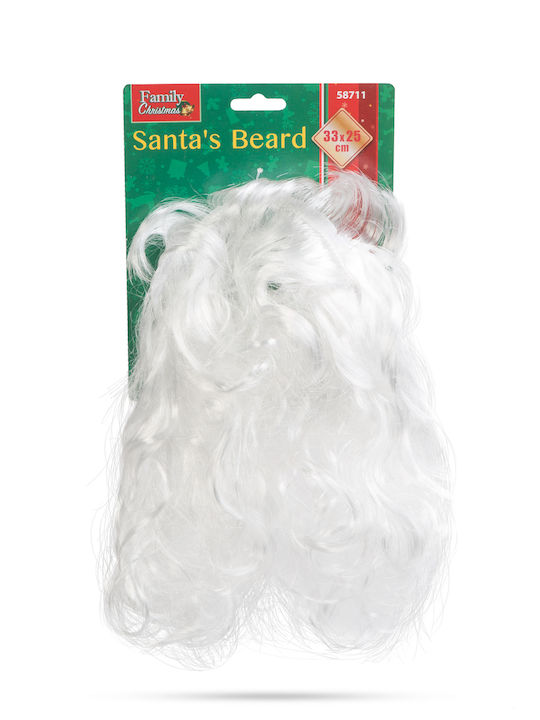 Weiße Weihnachtsmann Bart 33 Cm Elastischer Befestigung