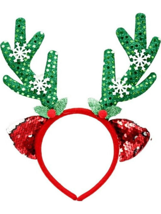 Banda De Cap Decorativă Flippy Temă De Crăciun 12 X 25 Cm Model Coarne De Ren Mărime Unică Verde Roșu