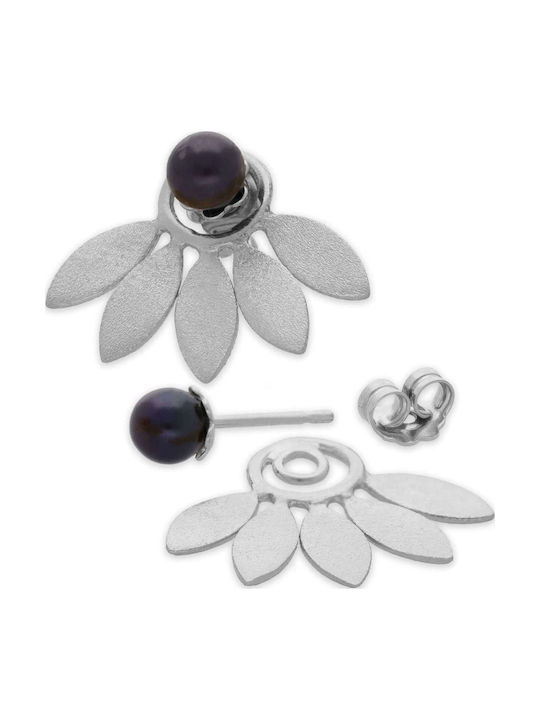 Σκουλαρίκια Ear Jackets από Ασήμι με Πέτρες & Πέρλες