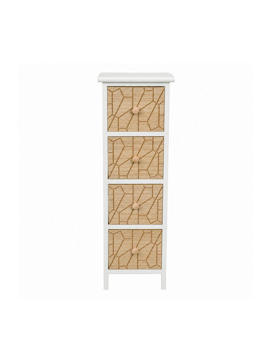 Wooden Storage Drawers with 4 Drawers L26xW32xH80cm