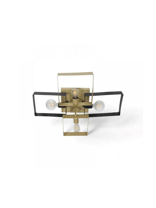 Ng Lighting Deckenleuchte Płafoniera Handgefertigt Metallisch Schwarz Gold Vierflammig E27 75x60x20cm 2026470