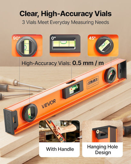 Vevor Set of Magnetic Spirit Levels 4 Pieces Aluminum I-Beam 400 600 900 1200 Mm 3 Vials Hanging Hole Jxspc48inch3y2wib001v0