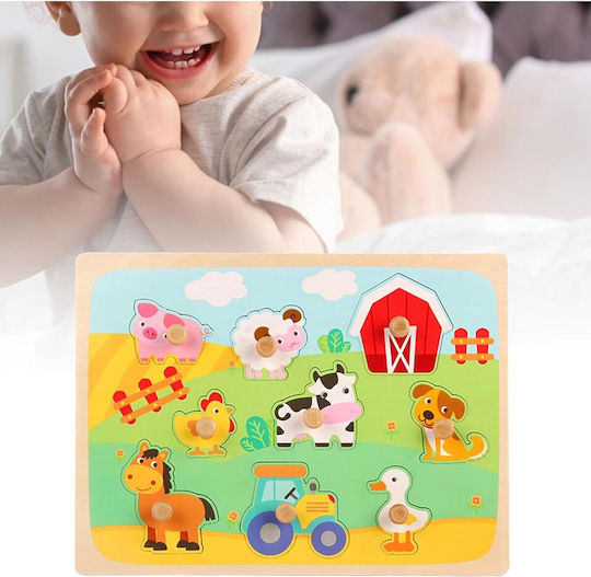 Puzzle Din Lemn Pentru Copii Pegged Pentru 3+ Ani 9 Piese Alista Home