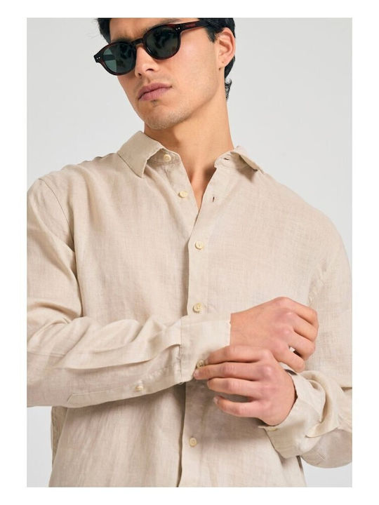 Langärmlig Leinen Hemd Beige