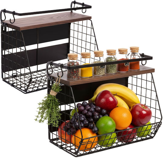 Relaxdays Fruit Bowl 2 Levels Brown 30x21x35.5cm