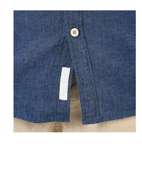 Long Sleeve Linen Shirt in Regular Fit Navy