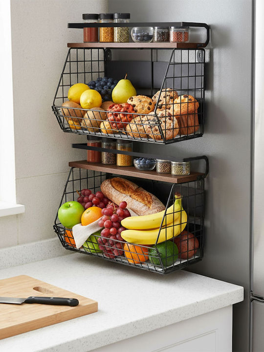Relaxdays Bol De Fructe Cu 2 Nivele Maro 30x21x35,5cm