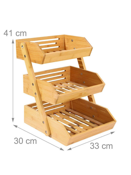 Relaxdays Fructieră Din Bambus Cu 3 Niveluri Bej 41x33x30cm