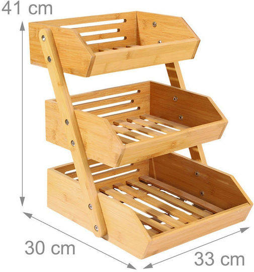 Relaxdays Fructieră Din Bambus Cu 3 Niveluri Bej 41x33x30cm