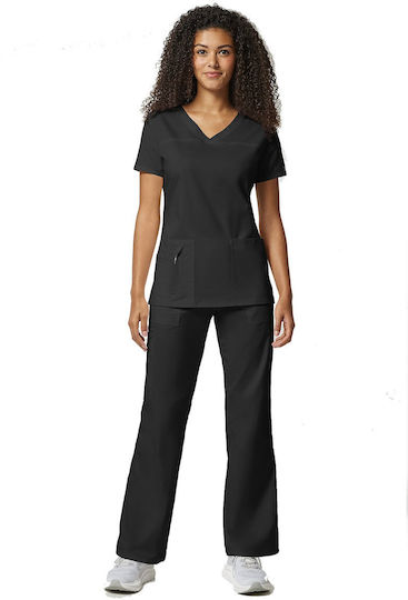 Γυναικεία Μπλούζα Cherokee Core Stretch V-neck 3 Τσέπες Black