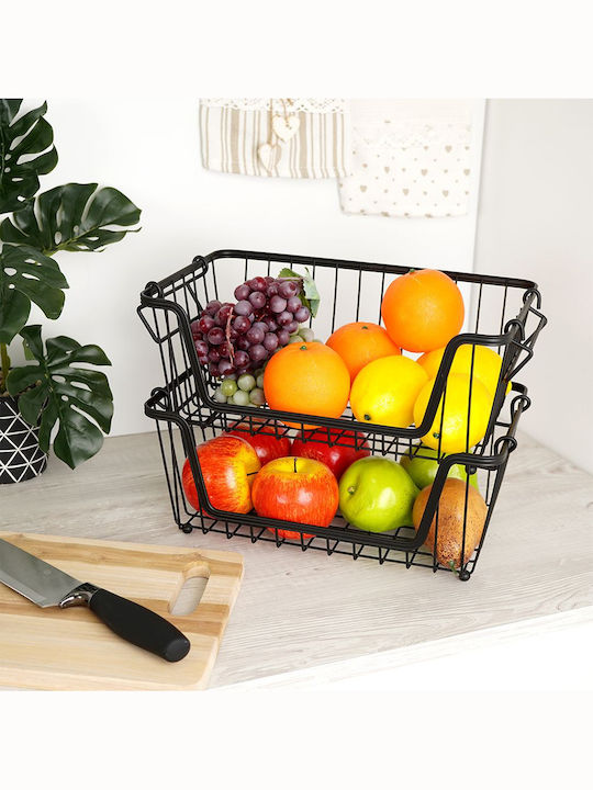 Vilde Obstschale Metallisch 2 Niveaus Schwarz 32x20x13.5cm