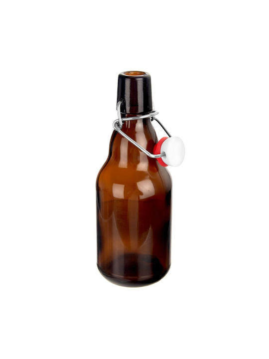 Orion Μπουκάλι Νερού Γυάλινο με Κλιπ Καφέ 340ml