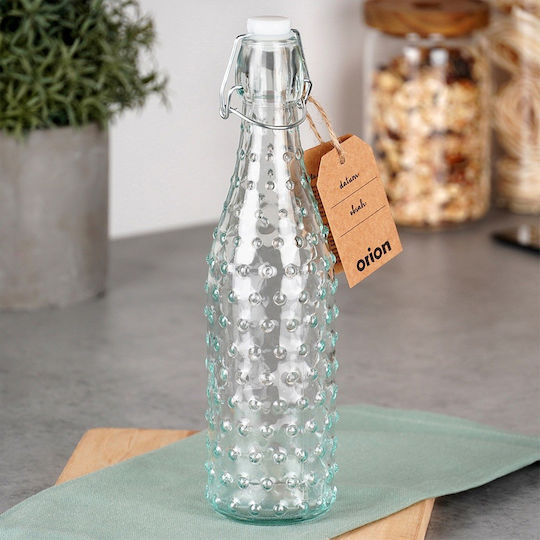 Orion Sticlă de Apă din Sticlă cu Clemă Transparentă 500ml