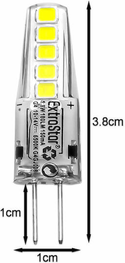 G4 Led Σιλικόνης 12v 1.8w 10 Smd 180lm 6500k Ψυχρό Λευκό G4gj008 Extrastar