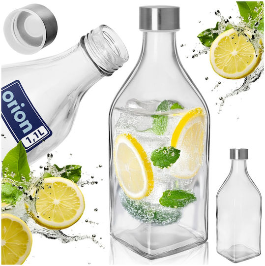 Orion Бутилка за Вода Стъклена с Винт Капак Прозрачен 1100ml
