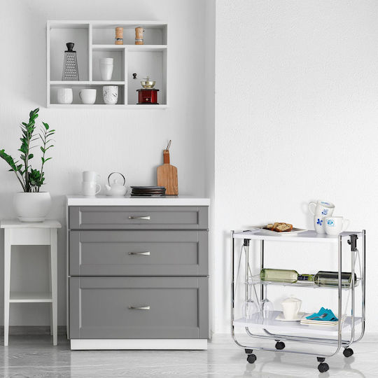 Relaxdays Ραφιέρα Κουζίνας Μεταλλική 3 Θέσεων Μαύρη 68x40.5x68.5cm