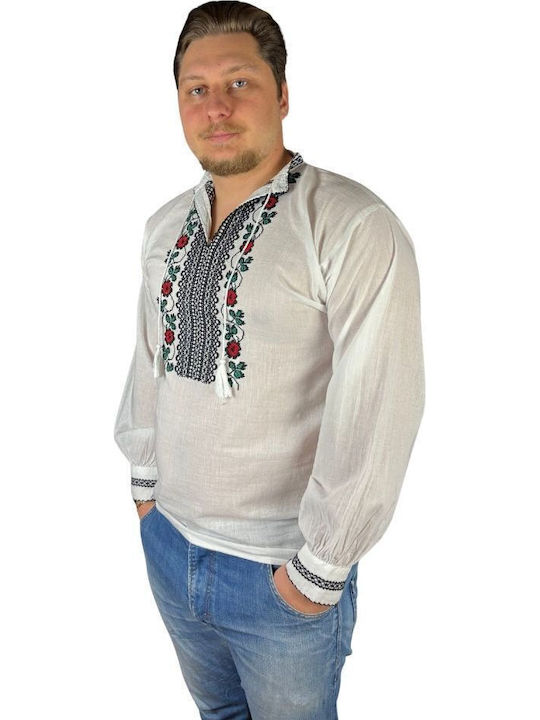 Bluza Alb-Verde Închis