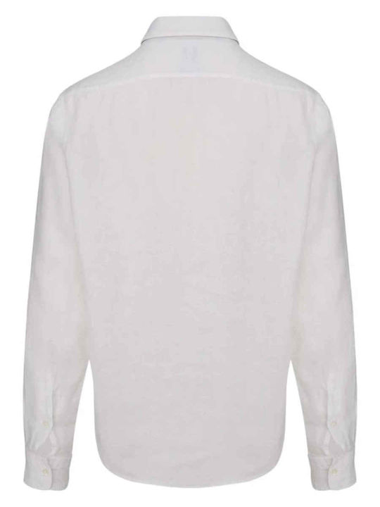 Regular-fit Μακρυμάνικo Λινό Πουκάμισο White