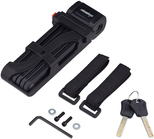 Relaxdays Încuietoare Pliabilă pentru Bicicletă 6 Segmente Neagră 85cm 20x5x7cm