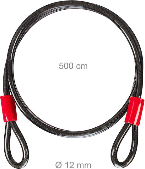Relaxdays Cablu de Securitate 12 Mm 2 M Negru Roșu