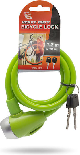 Lanț de Blocare pentru Bicicletă din Oțel 10 Mm x 120 Cm Antifurt 2 Chei Rezistent la Tăiere Verde