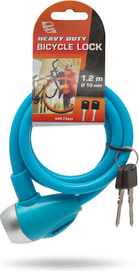 Lacăt Cablu Pentru Bicicletă Oțel 10 Mm X 120 Cm Antifurt 2 Chei Rezistent La Tăiere Albastru