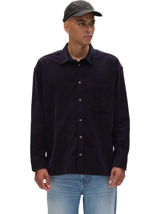 Langärmeliges Zeichenfolge Overshirt in Breite Linie Blau