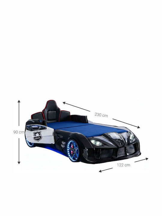 Police Racer Pat Pentru Copii Mașină Single Negru