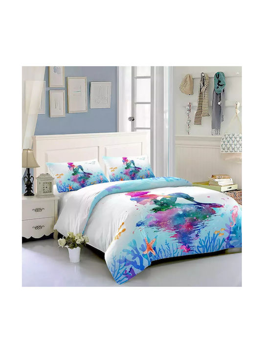Set Kids Duvet Cover Single With Pillowcase Multicolour 135x200cm