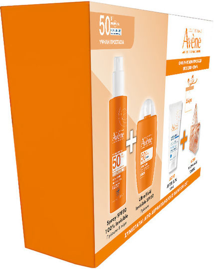 Eau Thermale Avène Sunscreen Set with Face Sunscreen Body Sunscreen & After Sun SPF50 4 Pieces
